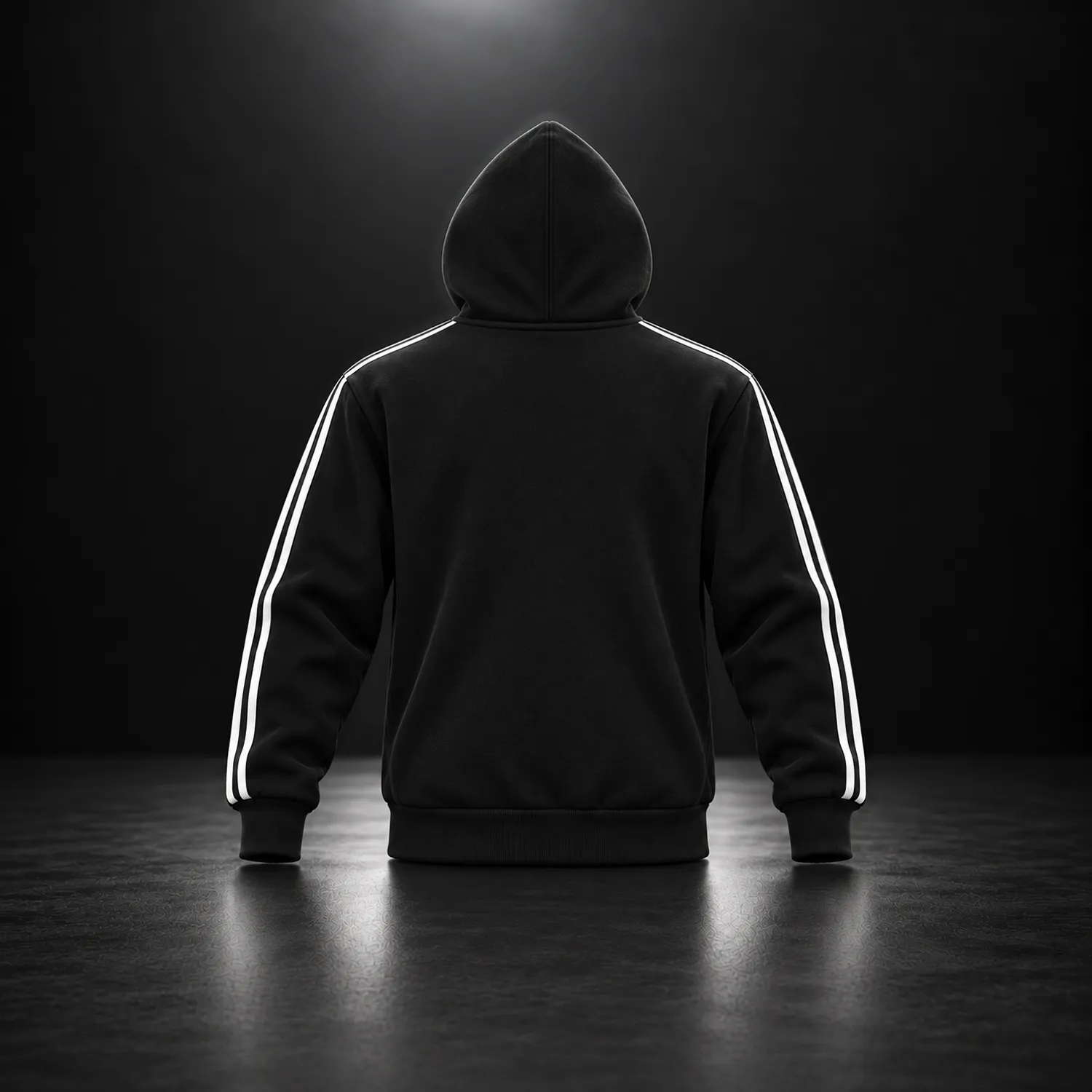 Sweat à capuche zippé METROS 3 bandes — Noir – Image 3